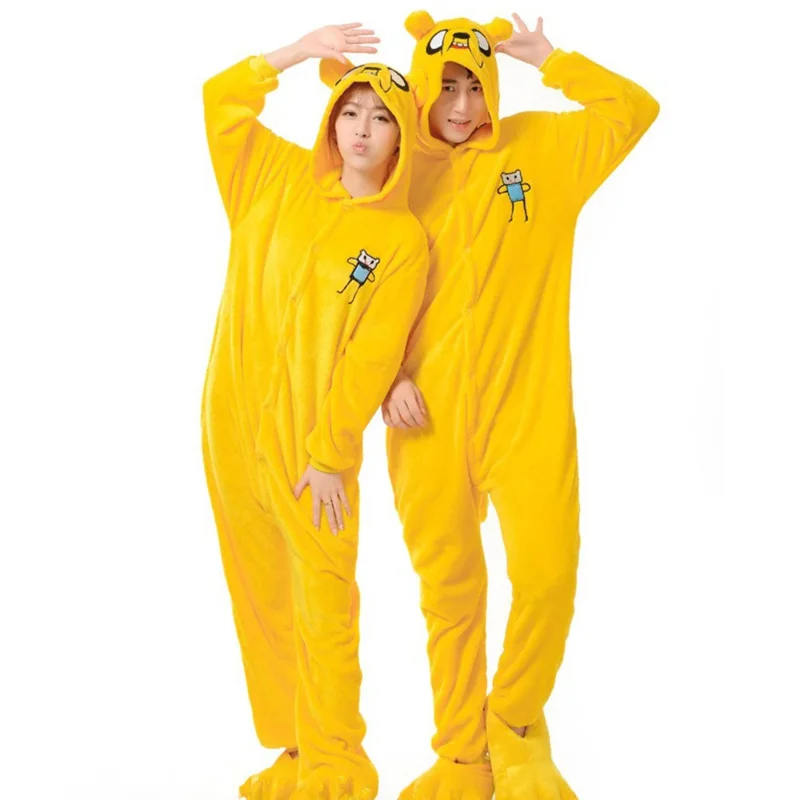 Pijamas de animales de dibujos animados de una pieza, color amarillo cálido, Unisex, de poliéster, cómodos, amigables con la piel, monos de Cosplay con cola