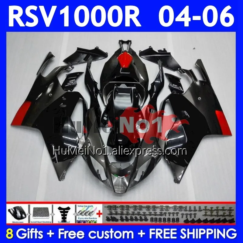 RSV-1000 For Aprilia RSV1000R Mille RV60 Black grey RSV1000RR 314No.3 RSV 1000 04 05 06 RSV1000 R RR 2004 2005 2006 Fairings