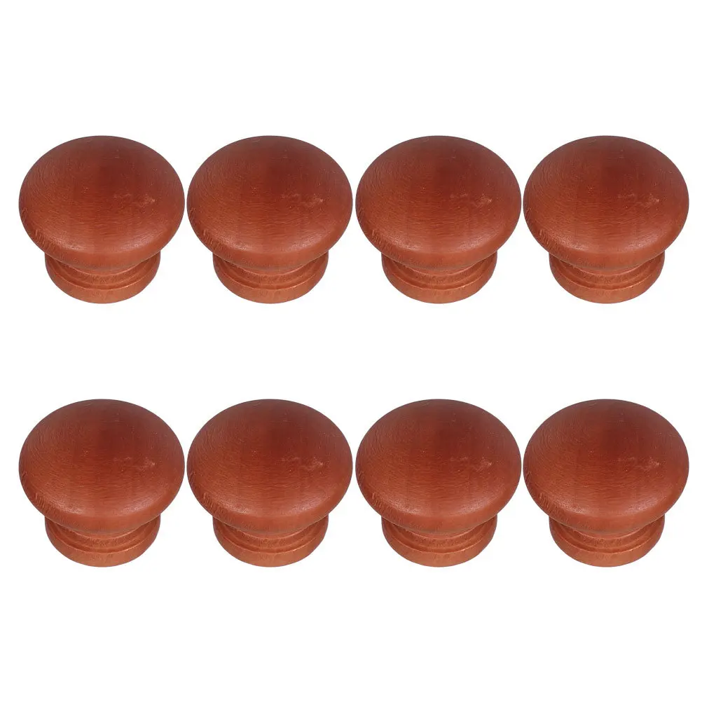 

8pcs Wooden Cabinet Knobs Round Mushroom Shape Drawer Pulls For Kitchen Wardrobe Furniture Rustic Vintage Handles