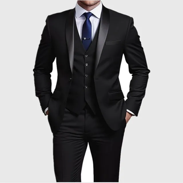 Men Formal Slim Fit Tuxedo Prom Suit Male Groom Wedding Blazers High Quality Groomsman Luxury Dress Business Banquet Party Suit 2