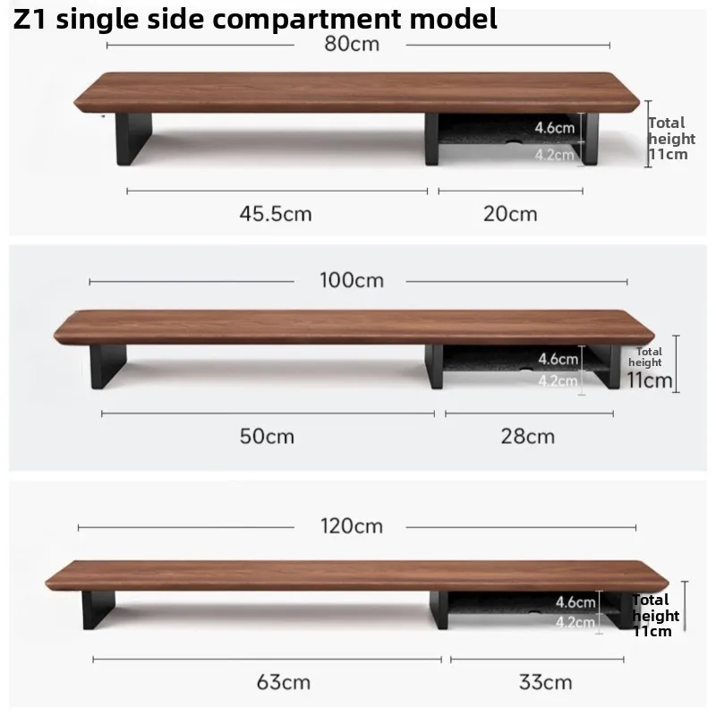 Z1 Monitor Stand with Side Shelf Black Walnut Desktop Storage Rack Computer Screen Elevator Riser Ergonomic Office Organizer