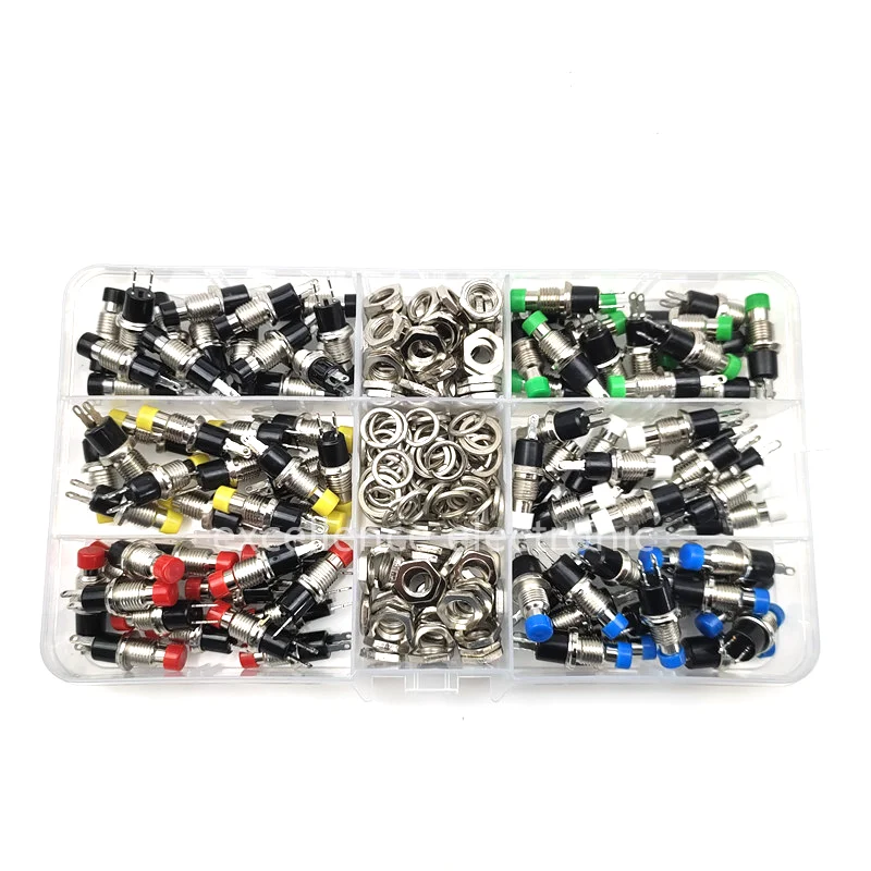 90PCS PBS-110 Mini Unlocking Button Switch 7mm Momentary Circular On Off Self Reset 2-Pin Switch