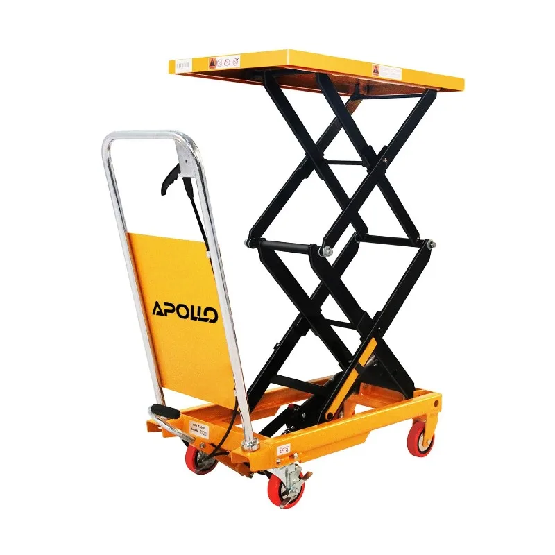 

APOLLOLIFT Hydraulic Lift Table Cart, 330lbs Capacity 43" Lifting Height, Double Scissor Lift Table with 4 Wheels
