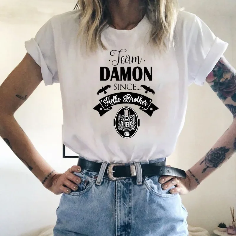 The Vampire Diaries Women\'s T-shirT Summer Loose Top Female T Shirt Harajuku Ulzzang Clothes Casual O-neck Ladies Tees Top Shirt