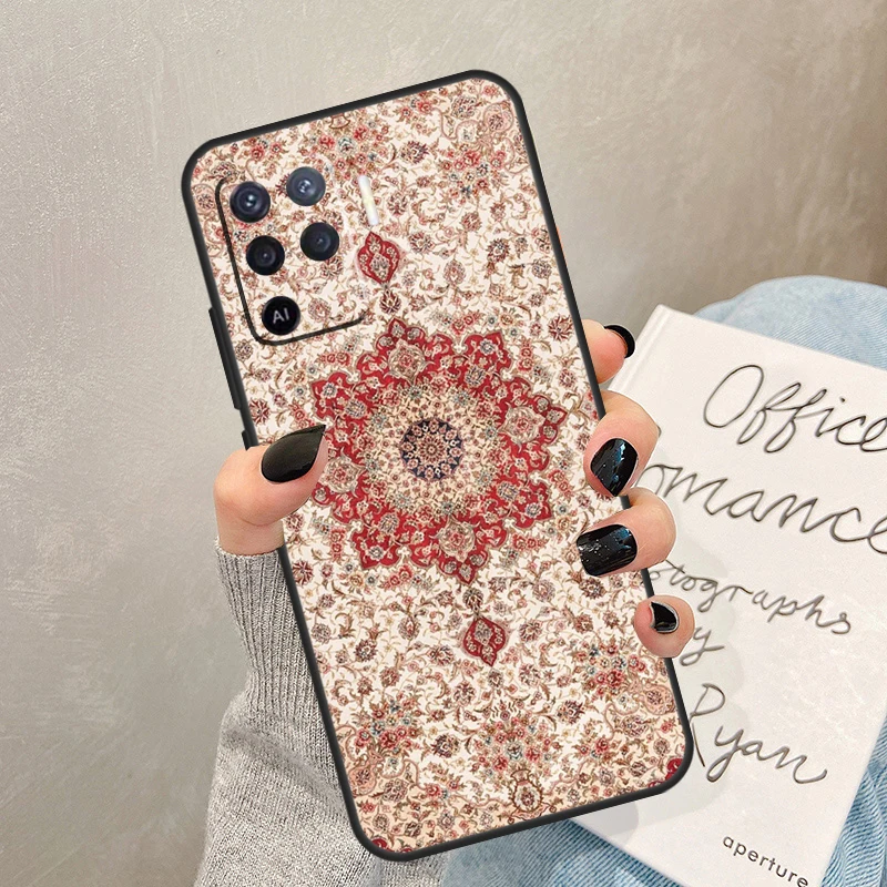 Retro Ethnic Carpets Turkish Rug Case For OPPO A5 A9 A31 A53 A15 A16 A17 A57s A77 A76 A96 A52 A72 A91 A93 A94 A54 A74 Coque