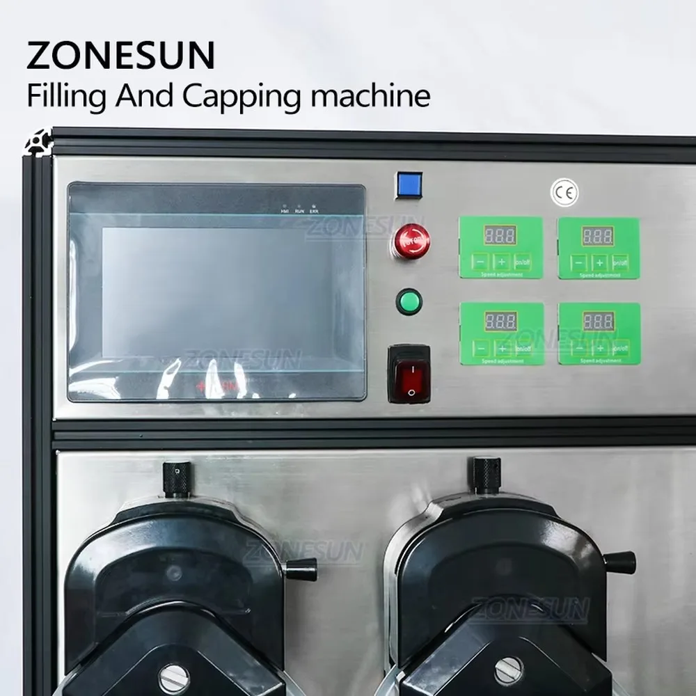 ZONESUN 12L Automatic 4 Heads Peristaltic Pump Liquid Bottle Filling and Capping Machine Line for Lubricants High