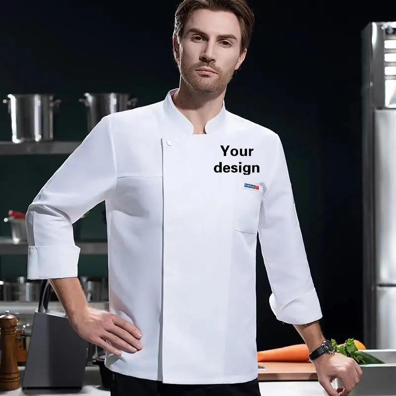 Spring Autumn Custom Professional Kitchen Jacket Print Logo Personalized Design Pattern DIY Work Clothes Cook Coat