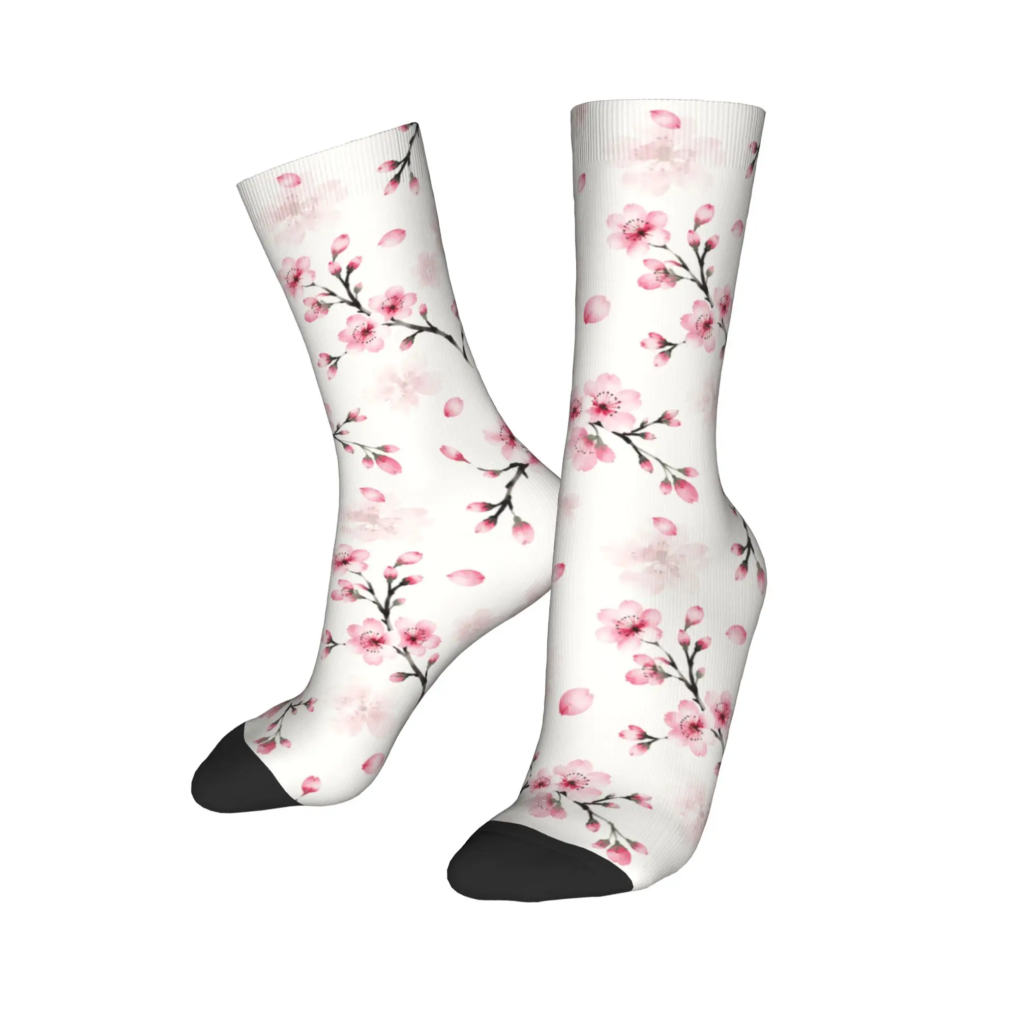 Women Men Socks Cherry Blossom Pattern Japanese Style  Stockings Winter Funny Soft Breathable Socks Graphic Anti Sweat Socks