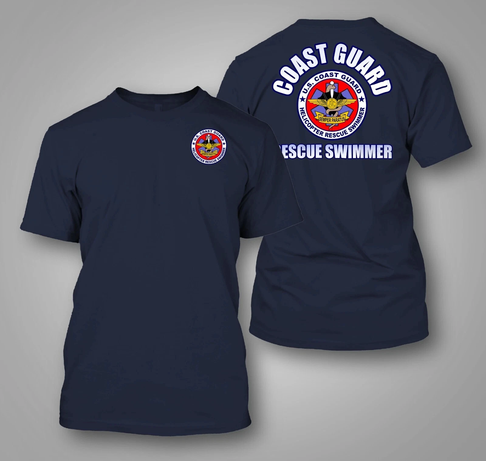 US Coast Guard Rescue Swimmer - Custom Men's Back and Front T-Shirt Tee