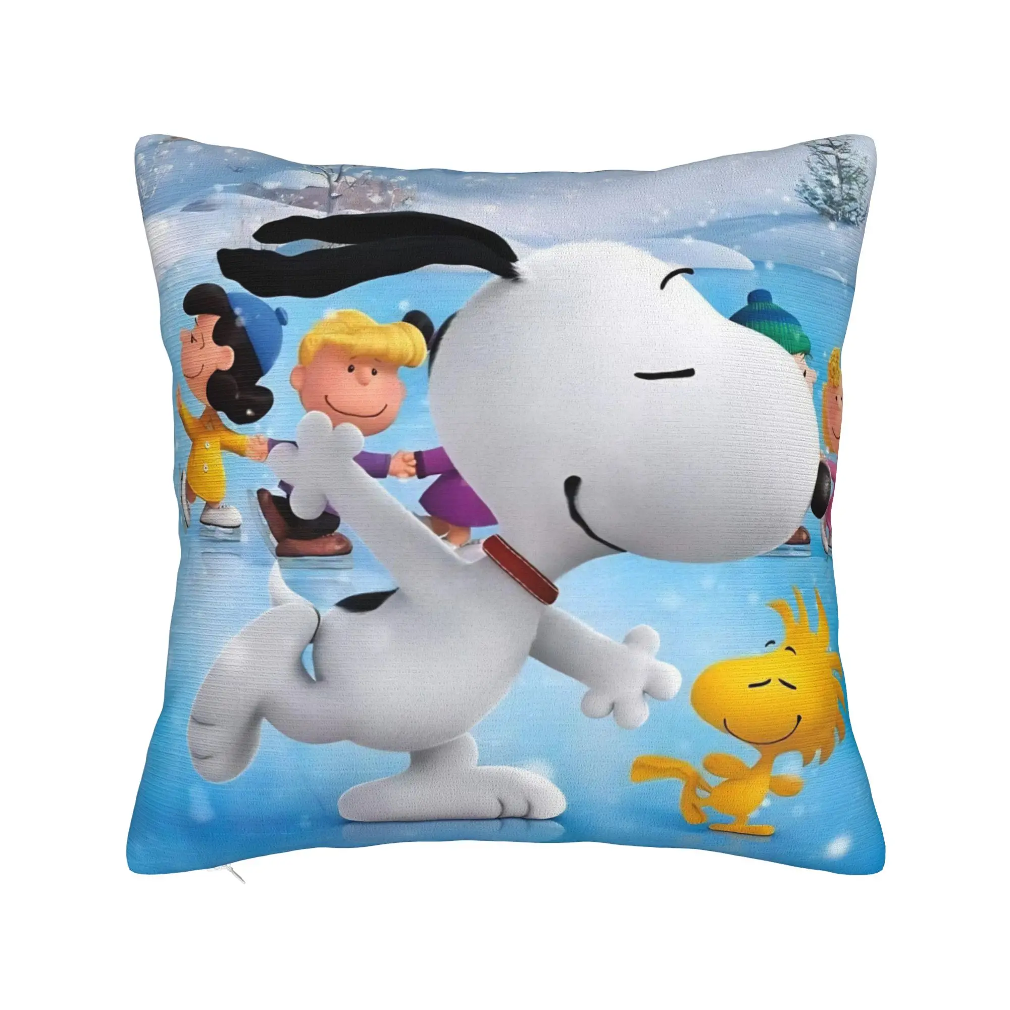 S-Snoopys Movie Pillowcase Polyester Cushion Cover Gift Lovely Winter Holiday Throw Pillow Case Cover Home Square 18'