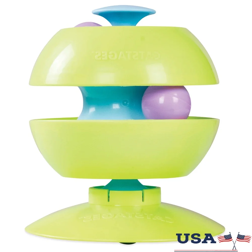 لعبة مسار القطط القابلة للتحويل 3 في 1، كرة دوارة، لعب تفاعلي للقطط الداخلية، نشاط ممتع لا نهاية له، القطط والبالغين