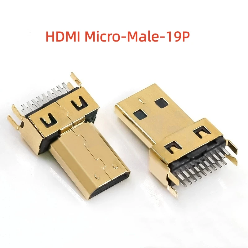 5/10PCS Micro HDMI D Male 19Pin Clamp Mount Connector 1.0mm Board Thickness Gold Plated Dual Row PCB HD