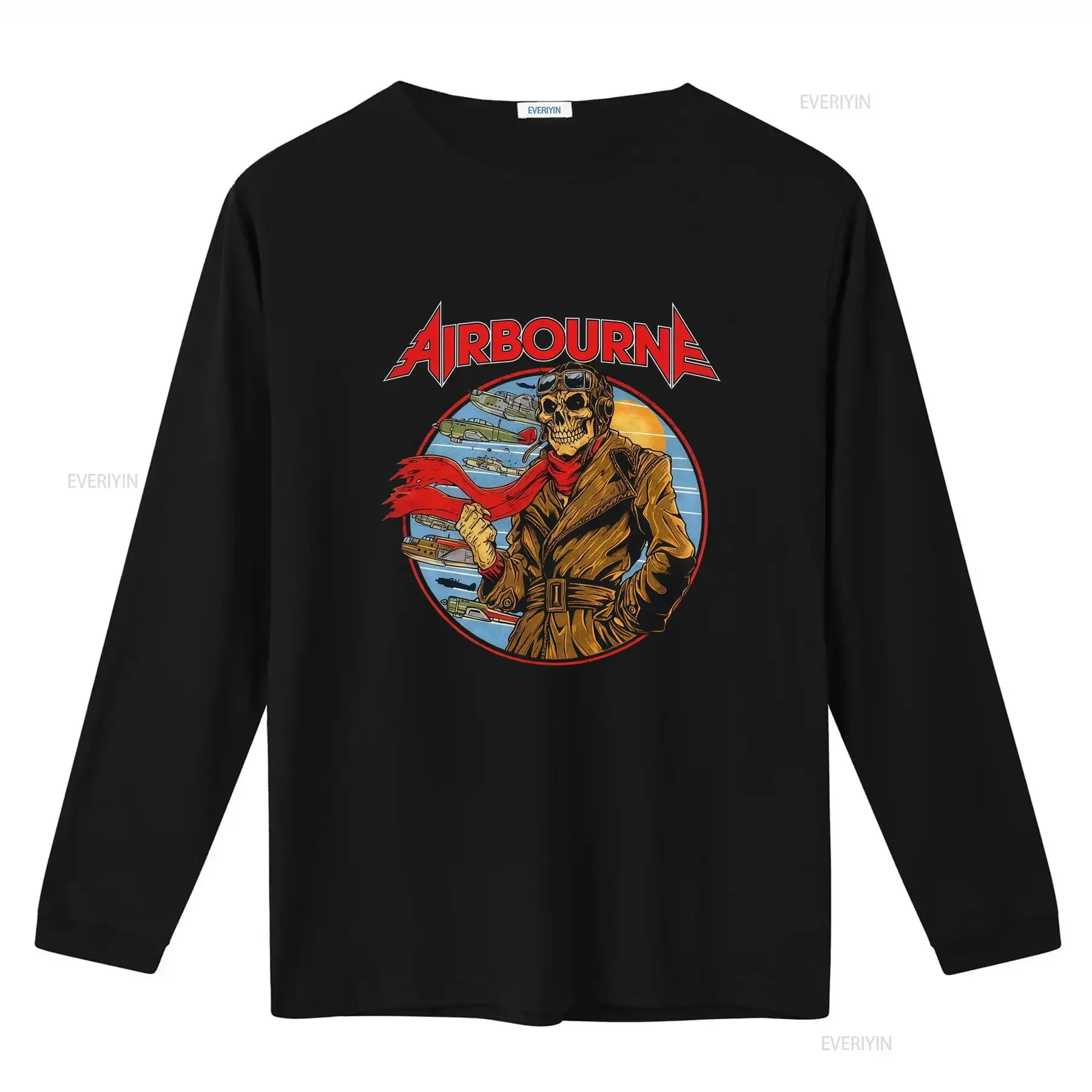 Airbourne T Shirt Scorch Circle Tour 25 Taking Back Europe Print with Pilot Skull Planes Design vintage Washed Breathable