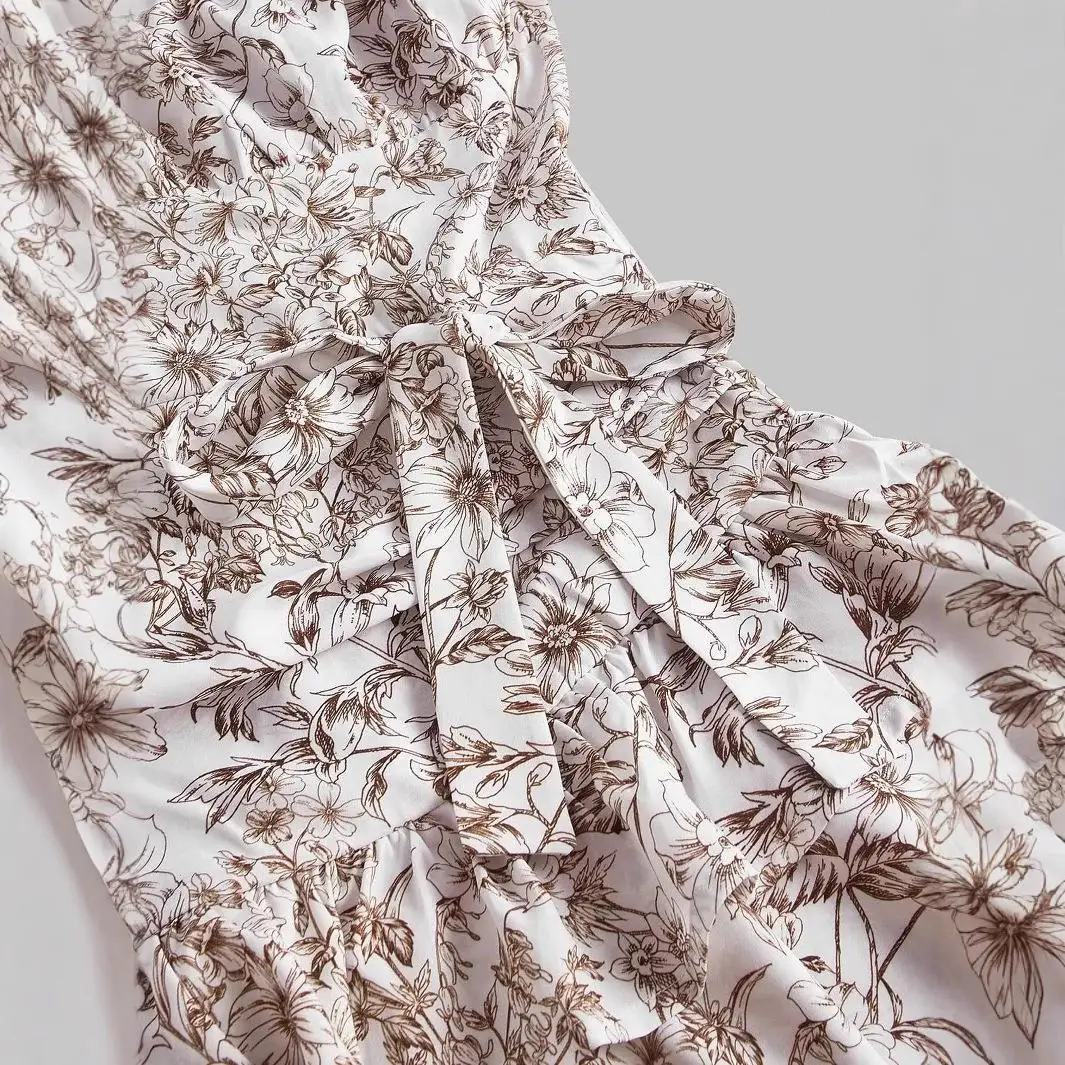 Feminino floral impressão ter dr vintage multi-cor dupla camada saia europeia sle casual longo sve midi dr