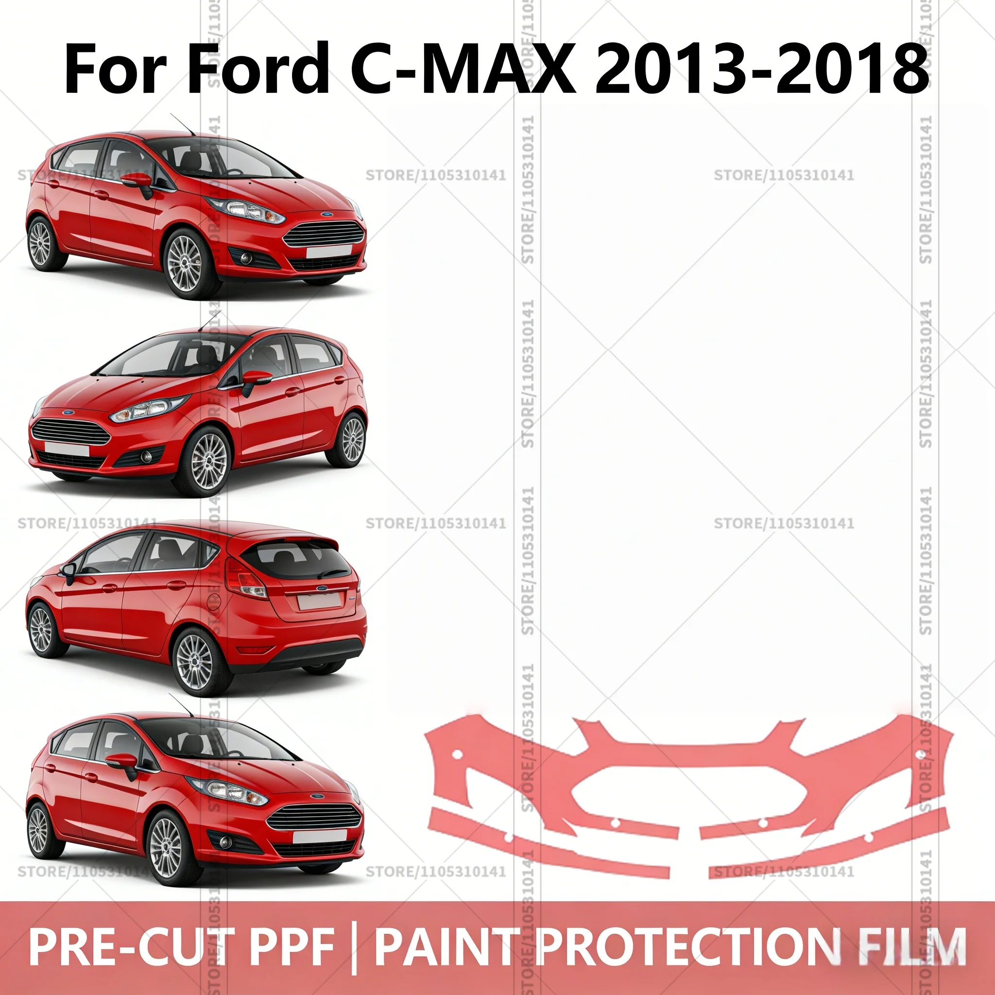 

For Ford C-MAX 2013-2018 Pre-Cut Paint Protection Film PPF Transparent Car Film Professional Automotive PPF Front Bumper
