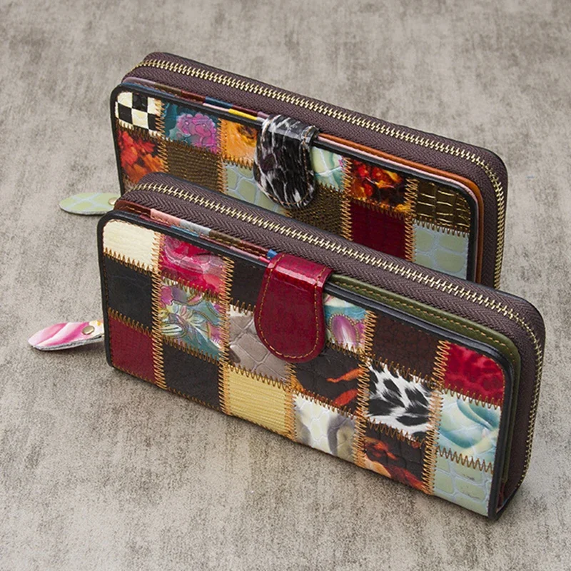 Multifunctional Women's Splice Casual Wallet Single Pull Buckle Zipper Money Clip Zero Wallet ID Bag Cards Holders Package Purse