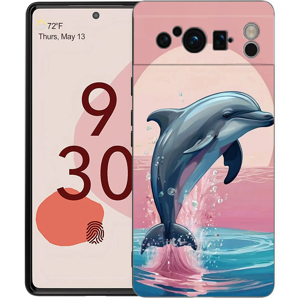 حافظة هاتف لهاتف جوجل بيكسل 9 8 7 6 9A 8A 7A 6A Pro 10 9 Pro XL حافظة ناعمة من البولي يوريثان مقاومة للصدمات Capas Ocean Animal Dolphin Coque