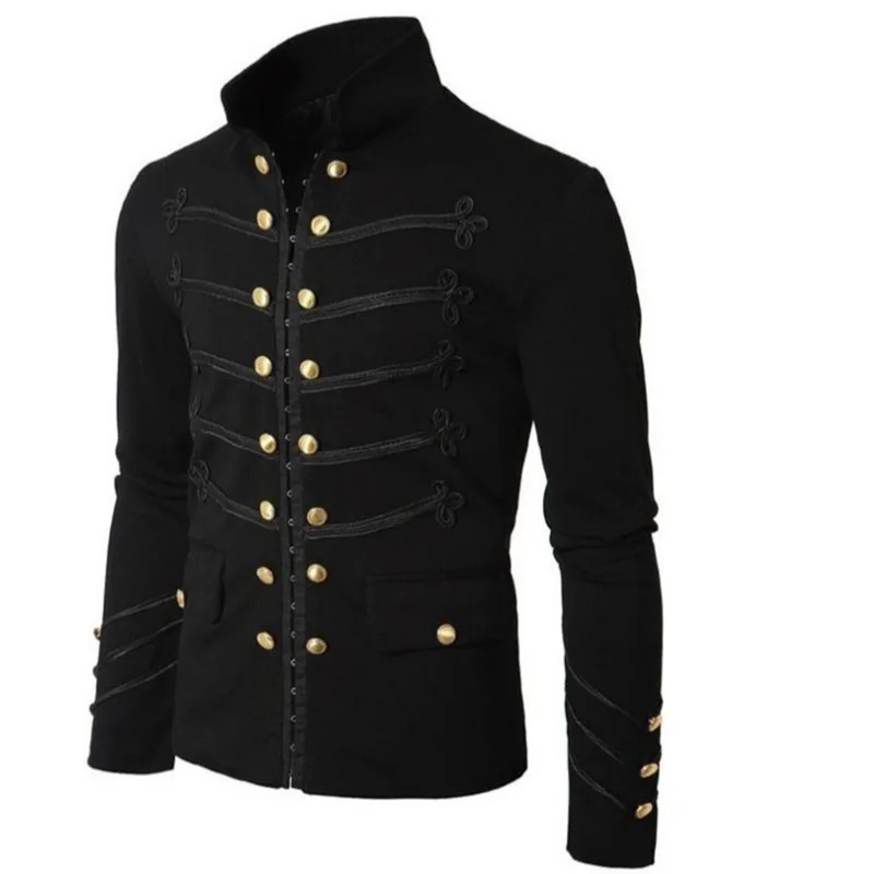 

Steampunk retro medieval embroidered button solid color men's jacket three color top fashionable real man hot selling