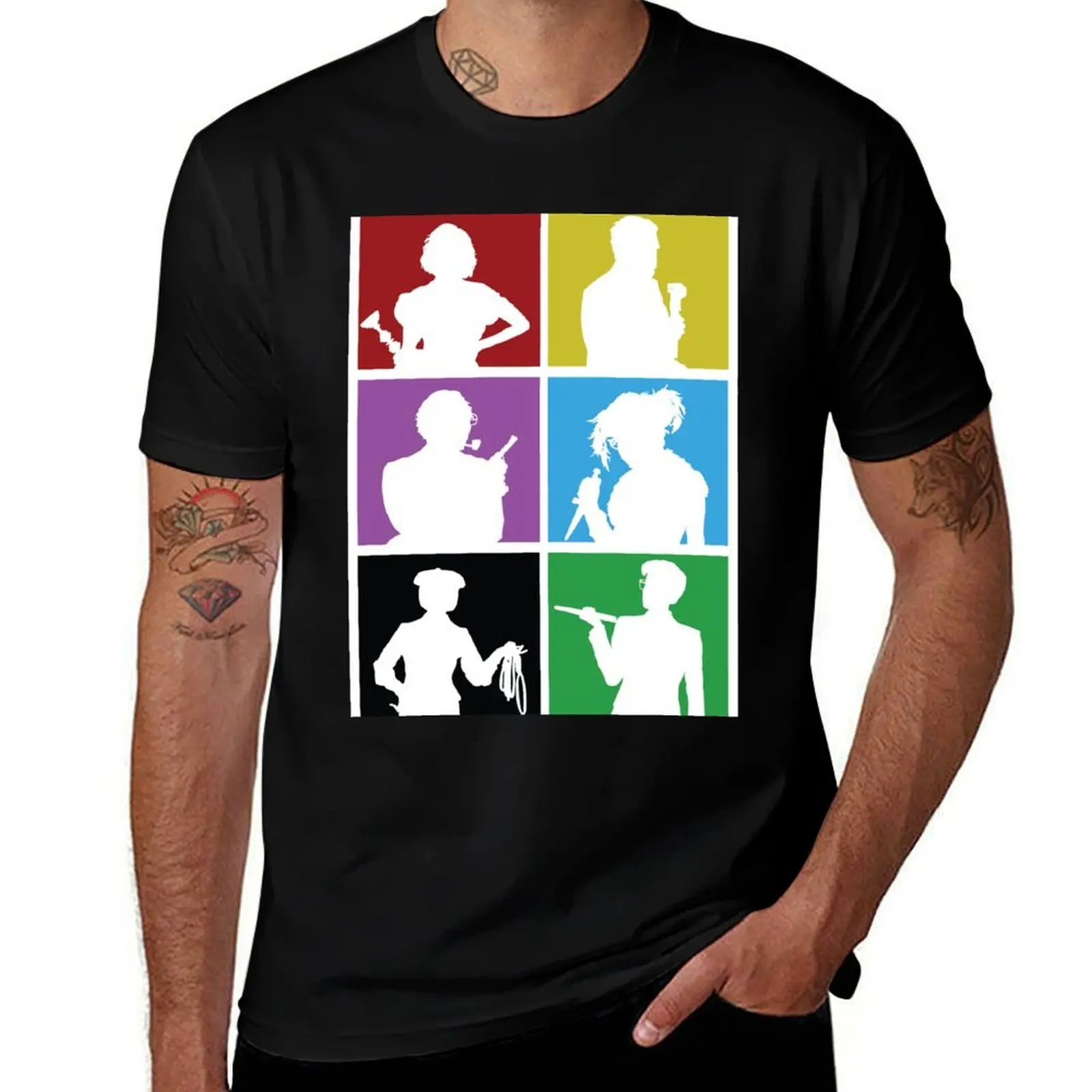 T-shirt Clue (1987) Character Lineup, haut décontracté à manches courtes pour Noël