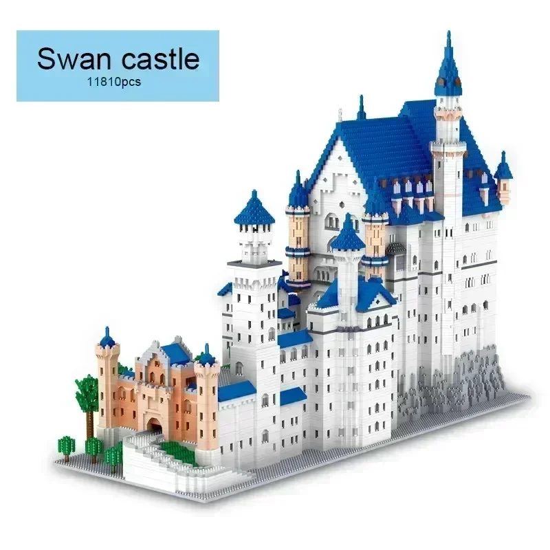 11810 Stück Mini Stadt neue Schwan Stein Schloss Bausteine weltberühmte Architektur Ziegel Lernspiel zeug für Kinder Geschenke