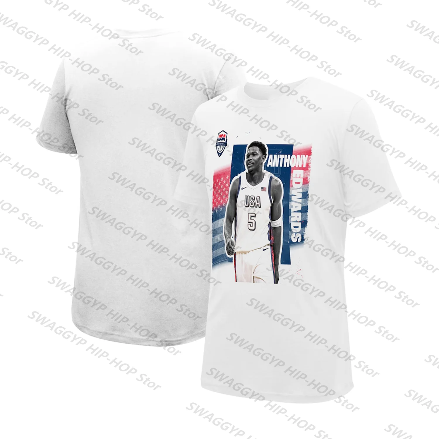 

Anthony Edwards USA Stadium Essentials Unisex 2024 Summer Player Cutout T-Shirt-Navy Women's Name&Number Tee TopsRed Kids/Adults