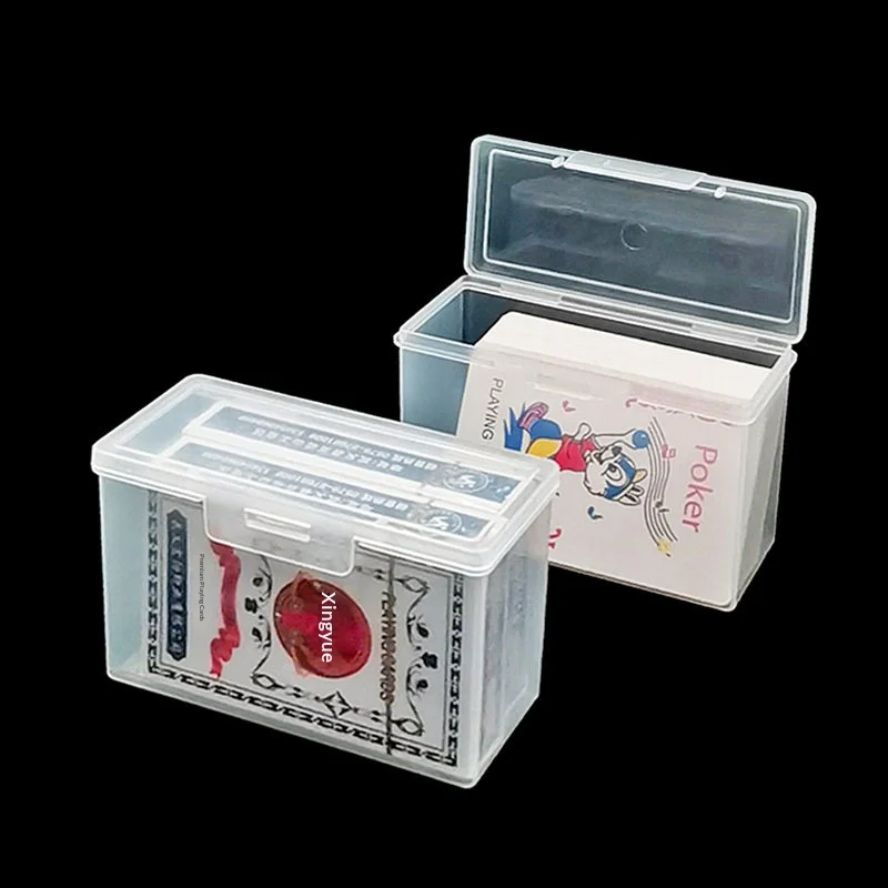 3/4PCS Transparent Plastic Card Storage Box For Game ID Bank Poker Cards Desktop Trading Card Collection Organizer Case