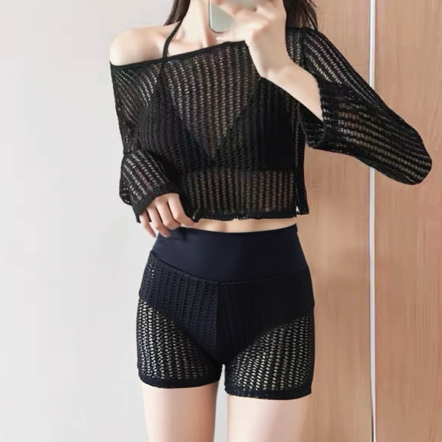 

Женский купальник для серфинга и плавания Amber с встроенными сетчатыми вставками, сексуальный, с плоским вырезом, пляжный, модный, консервативный дизайн