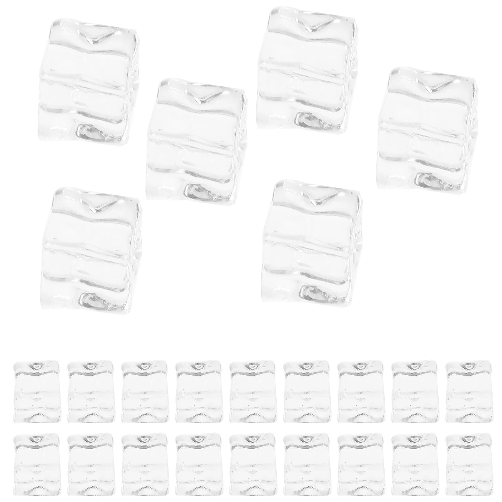 

50 Pcs Crystal Stone Photography Props Artificial Ice Cube Cubes Fake Mini Trash Can Plastic Mold Vase Filler