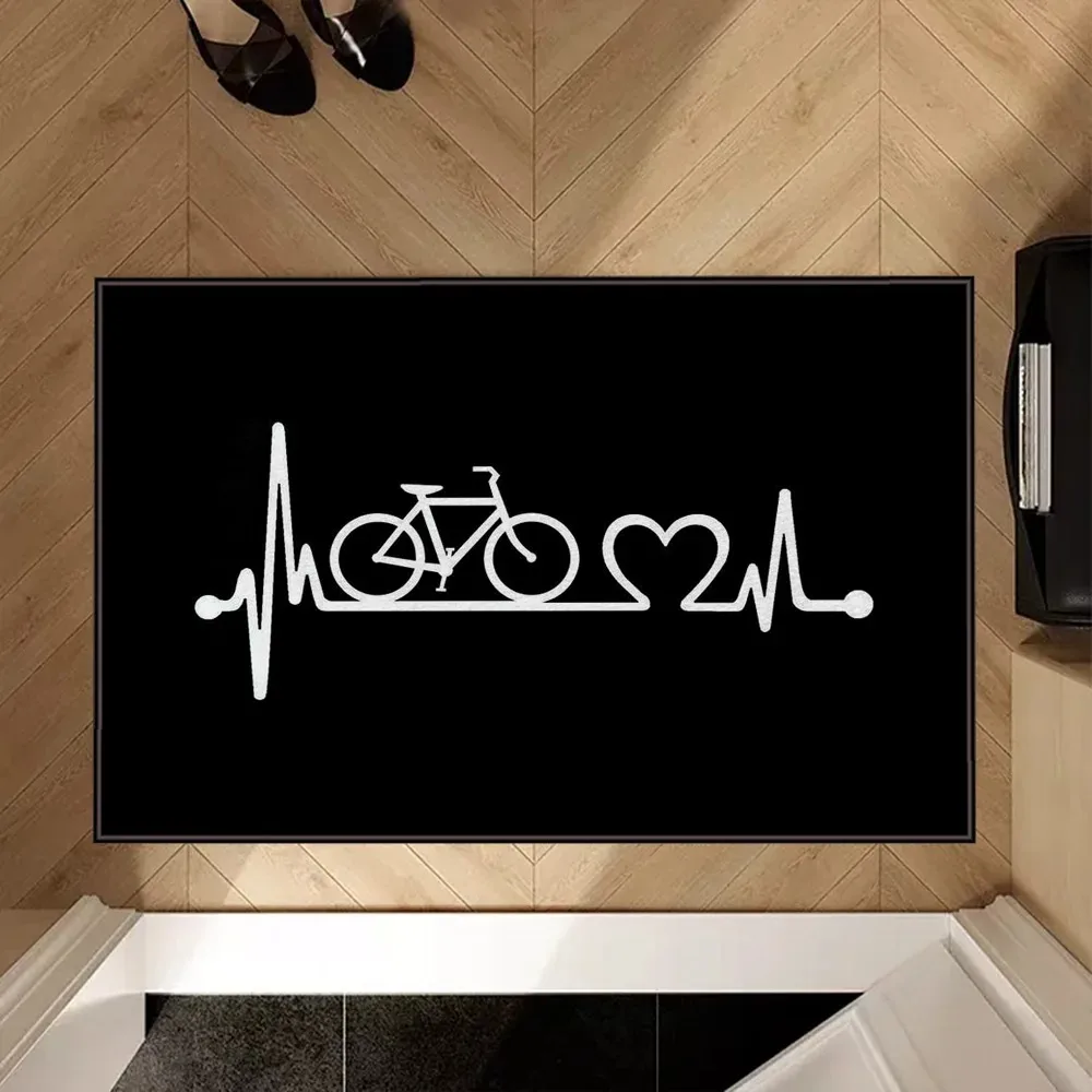 Abstract Art Bicycle Brompton Door Mat Floor Mats Non-slip Pad Rug Slip-resistant Clean Feet Entrance Mat Decoration for Bedroom
