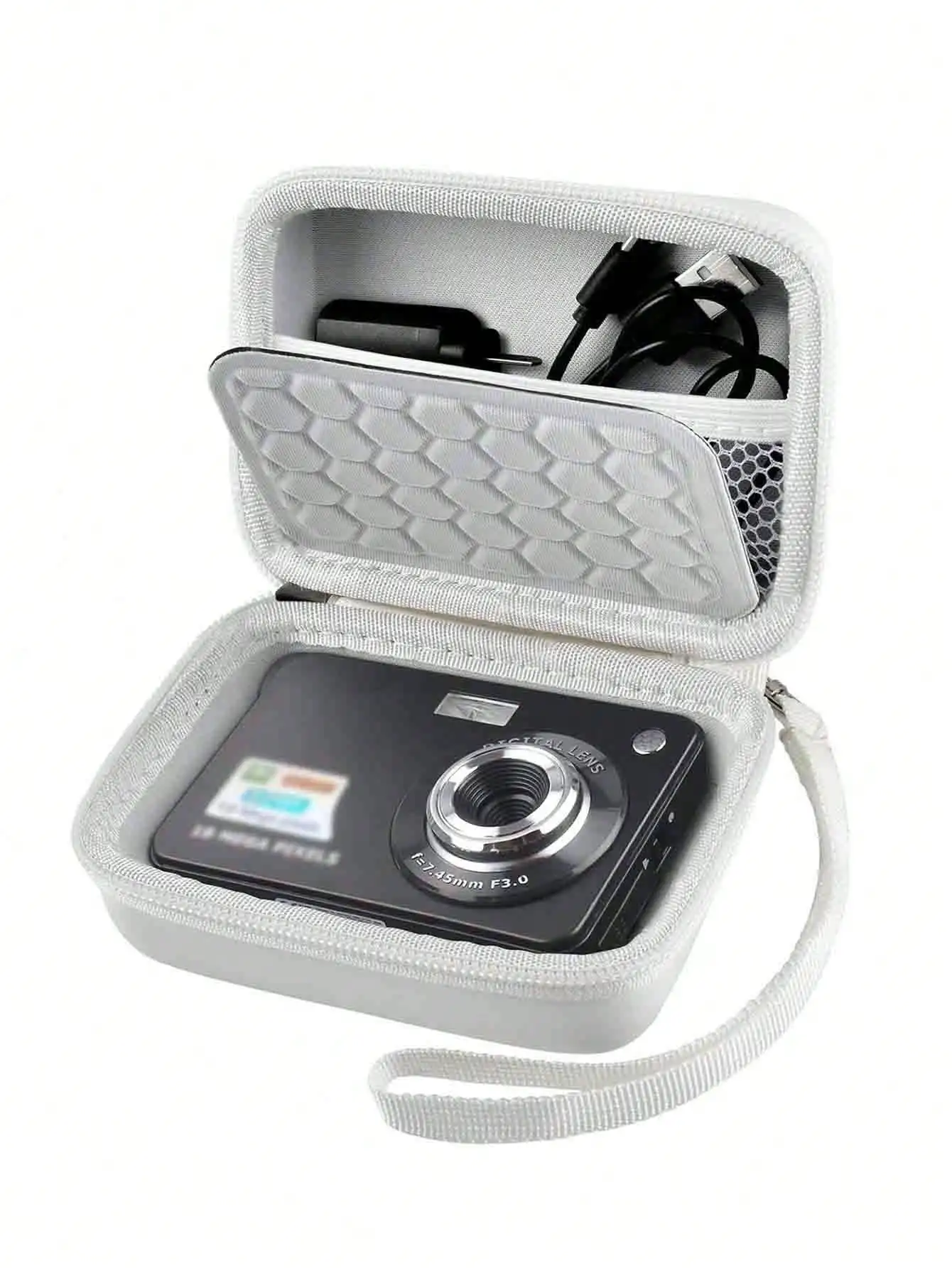 

Портативный жесткий чехол для камеры с ремешком для компактных цифровых камер - белый