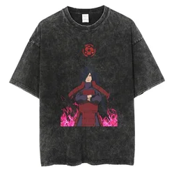 Streetwear Harajuku T Shirt Men Hip Hop Japanese Anime 2024 Print Washed T-Shirt Cotton Casual Tshirt Summer Short Sleeve Tops