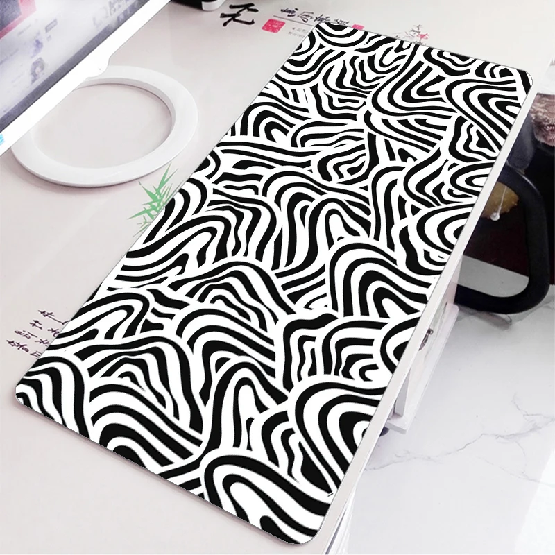 Colorful Wavy Pattern Large Mouse Pad, Psychedelic Swirl Print Non Slip Rubber Base Extended Desk Mat for Gaming Home Office