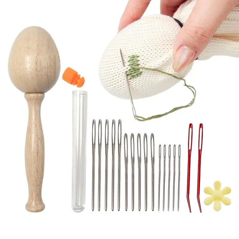 Darning Kit Darning Egg Repair Tool Repair For Darning Socks Hats Pants DIY Sewing Crafts Cute Wooden Egg Darner Needle Patch