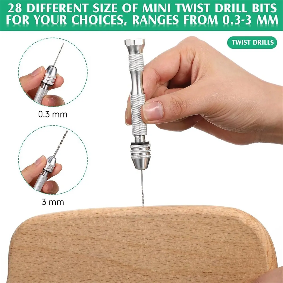 

A58Z Craft Carving 57-Piece Hand Drill Set, Micro Twist and PCB Mini Drill Bits for DIY Jewelry Silver