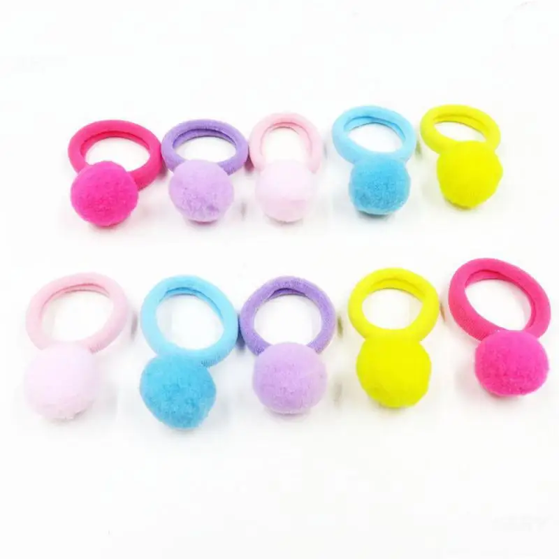 Headband High Quality 1.5cm Candy Color Hair Tie Hair Accessories Plush Ball Rubber Band Multiple Colour Bright Colors