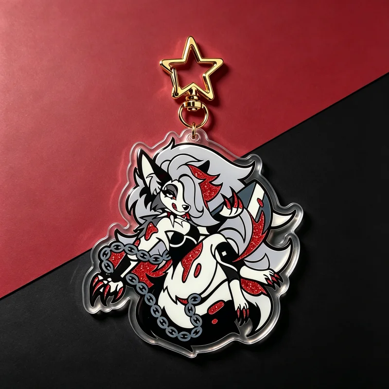 Helluva Boss Loona Hellhound Furry Acrylic Keychain Star Clear Bag Charm Double Sided Anime Pendant Gift For Hazbin Hotel Fans