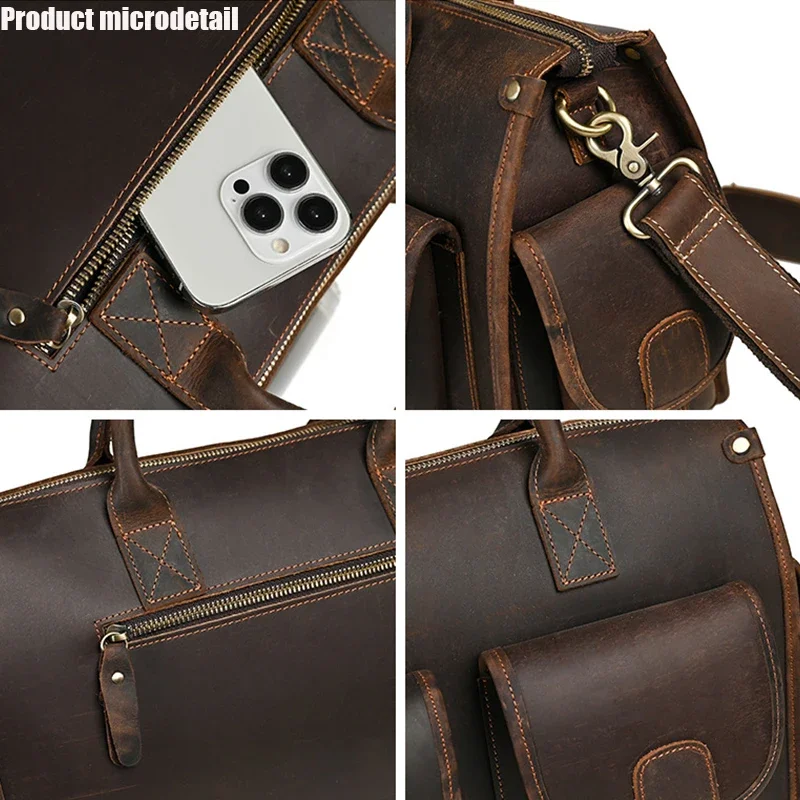 حقيبة كتف جلدية عالية الجودة حقيبة كروسبودي الأعمال السفر رسول الرجال حقيبة يد كبيرة خمر الجانب ساعي