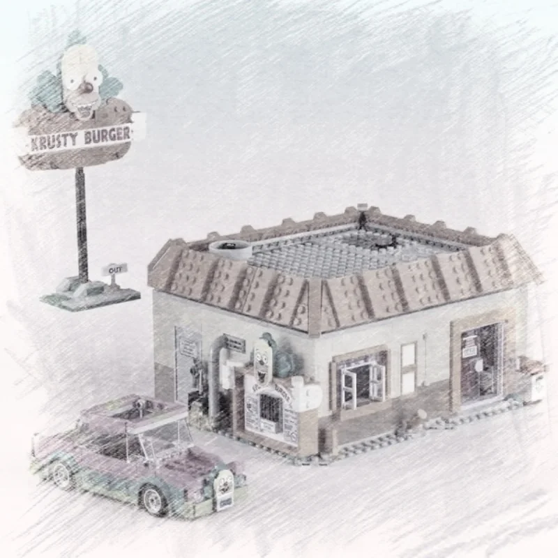 

New Crusty Burger Restaurant Building Blocks Set Brick Ideas for Kids Christmas Birthday Adult Holiday Gifts