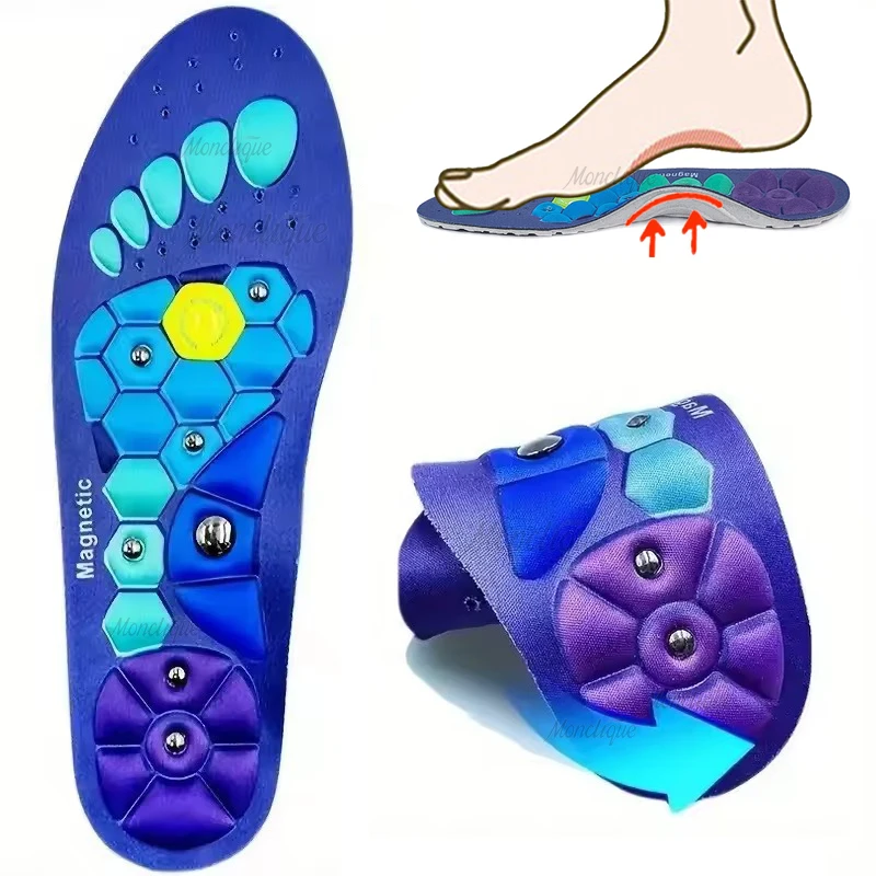 1/2 Paar Fuß-Akupressur-Einlegesohlen, Fußtherapie, Reflexzonenmassage-Einlegesohle, Unisex, orthopädische Fußgewölbeunterstützung, Schuheinlage, Reisen, atmungsaktiv