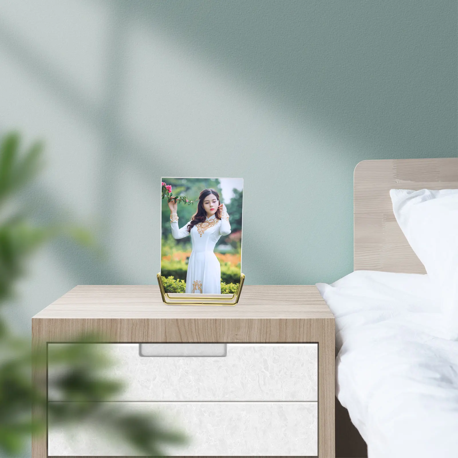

Picture Frame Leave Message Memo Insert Board Clear Photo Display Items Golden Holders Household Office