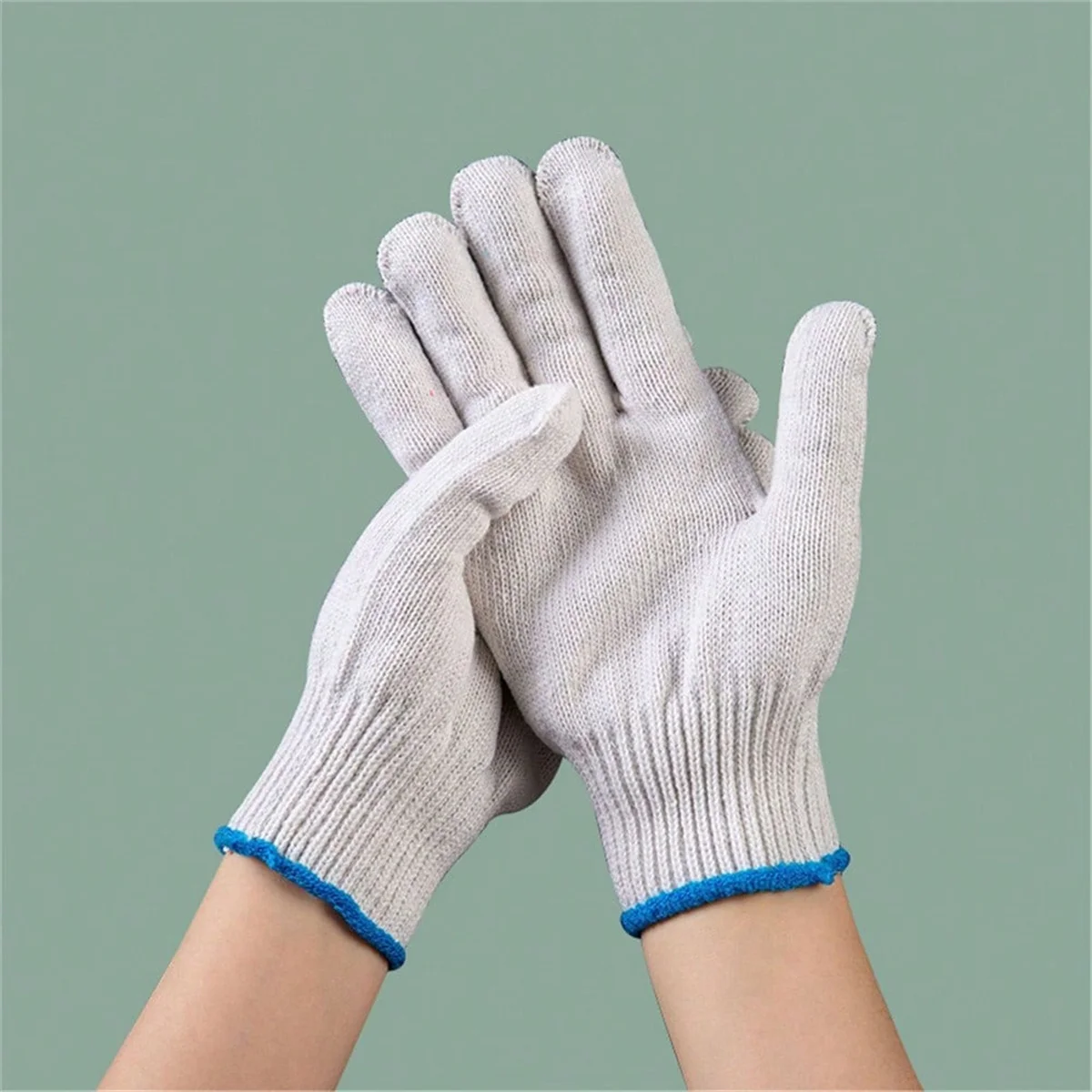 1Pair Labor protection gloves, anti slip, wear-resistant, heat-insulating, knitted cotton yarn, nylon polyester work gloves