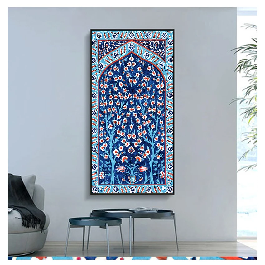 Painting Prints Traditional Ottoman Floral Wall Art Picture Canvas Poster Home Wall Decor Turkish Tile Tree of Life Watercolor