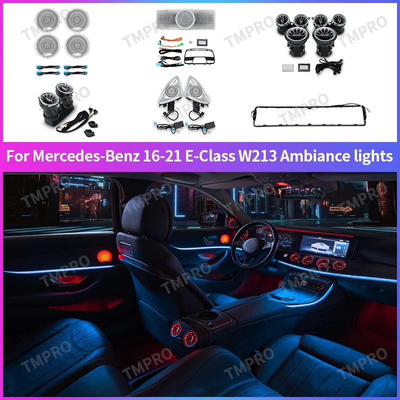 For 2016-2021 Mercedes-Benz W213 E-Class Coupe AMG E43 E53 E250 64 Colors LED Ambient Lights Automotive Interior Decoration