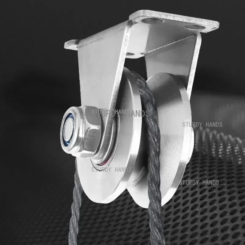 1pc Stainless Steel Tripod Pulley Wire Rope Lifting Bearing Pulley Hanging Wheel, Home Sliding Doors Track Wheel Pulley Hardware