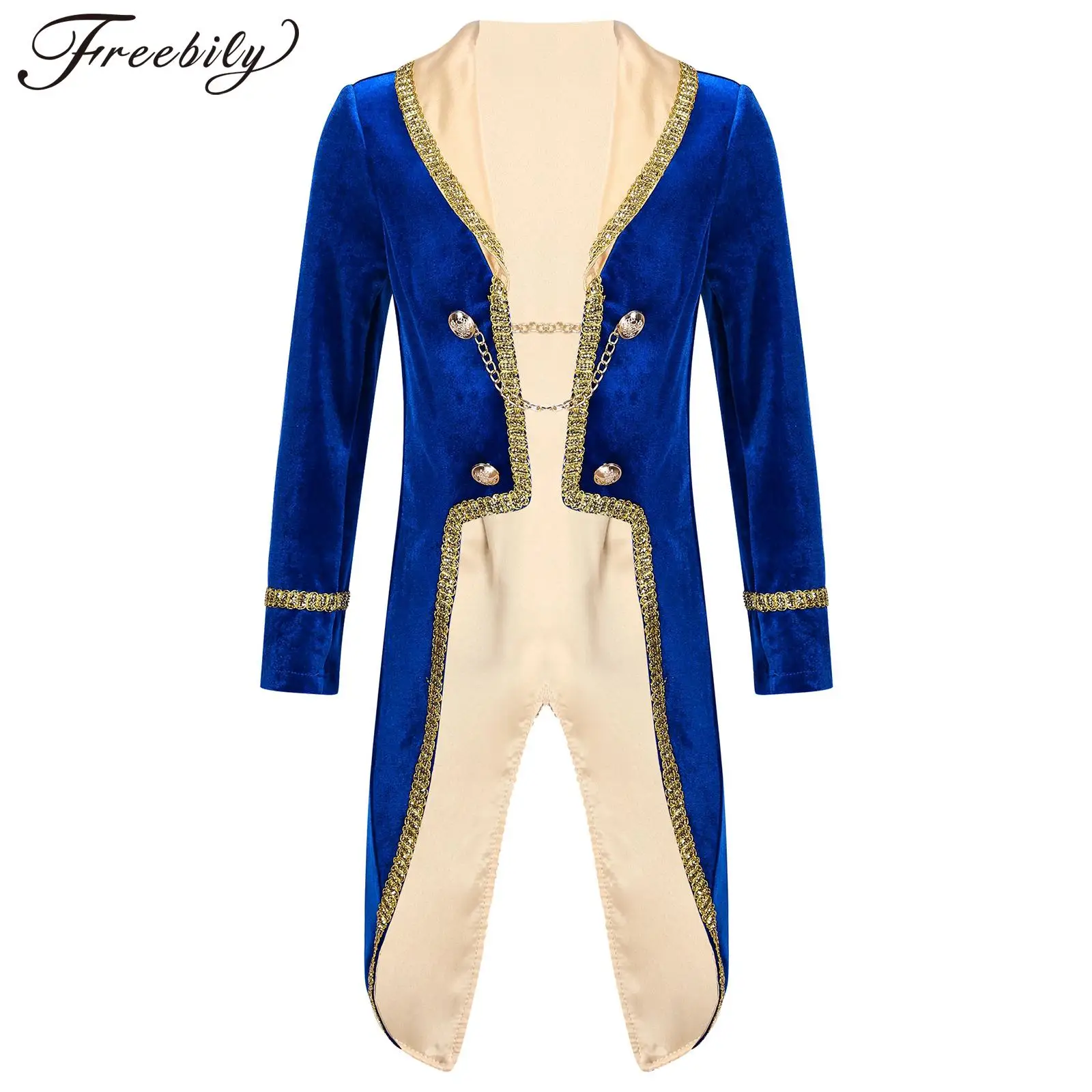 Kids Boy Prince Cosplay Costume Turn-Down Collar Tuxedo Coat Jacket Children Halloween Dress Up Birthday Theme Party Tailcoat