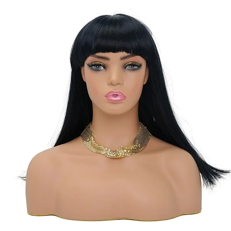 Realistic Female Mannequin Dummy Head with Shoulders for Wig Hats Jewelry Scarf Display