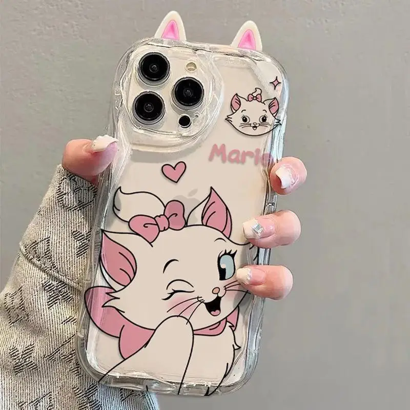 Disney Marie Cat 3D Ears Phone Case For Xiaomi Mi POCO F6 M6 X6 X5 F3 F4 M3 M4 X4 GT X3 NFC 14 Pro 11 Lite 5G NE 12T 12 Cover