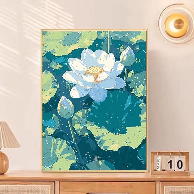 

A-0170 Sunshine Garden with Butterflies Oil Painting, Bright Landscape Home Decor