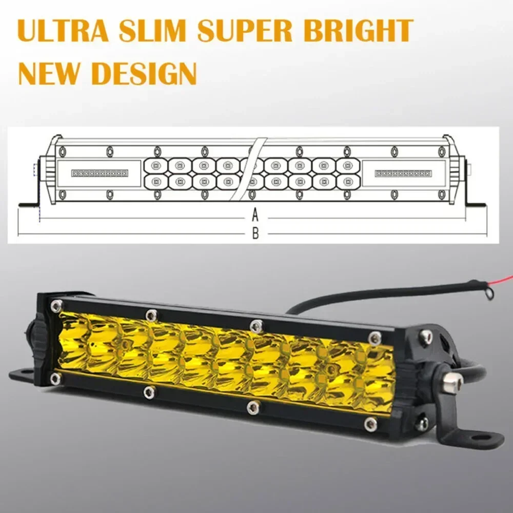 LED Light Bar Work Light DC 9-32V New LED Fog Light Off-Road Yellow High Quality 7 Inch IP68 60W LED Work Light For Truck Jeep