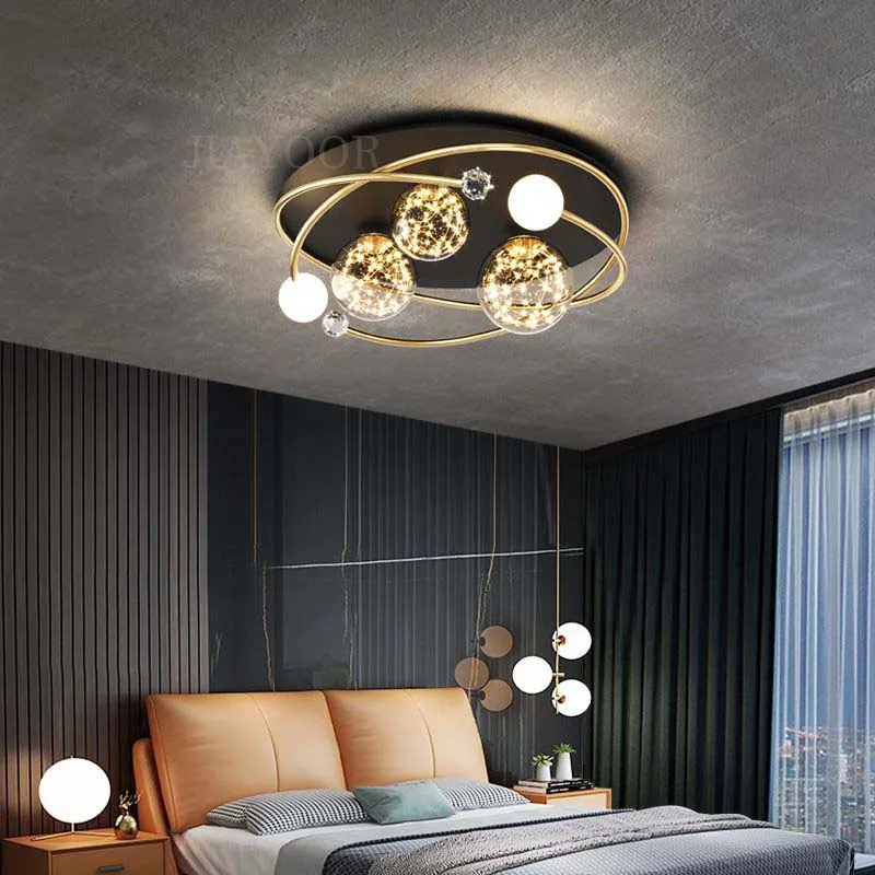 Modern Starry Sky Ceiling Light For Bedroom Living Room Children's room Glass Ball Chandelier LED Remote Control Lights Indoor